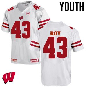 Youth Wisconsin Badgers NCAA #43 Peter Roy White Authentic Under Armour Stitched College Football Jersey OB31C64OV